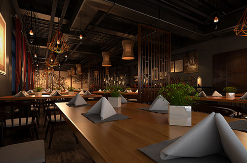 杨浦简约大气中式风格餐厅设计装修效果图