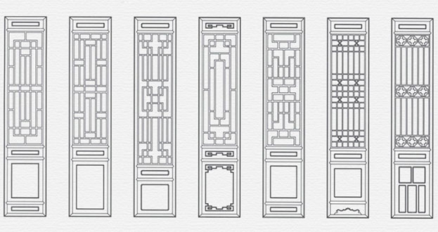 杨浦常用中式仿古花窗图案隔断设计图