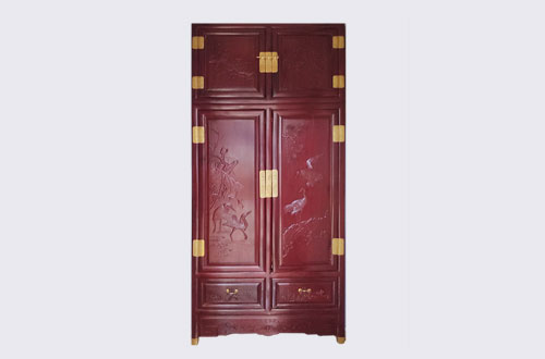 杨浦高端中式家居装修深红色纯实木衣柜