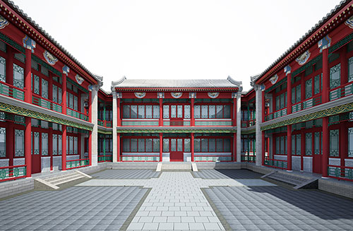 杨浦北京四合院设计古建筑鸟瞰图展示