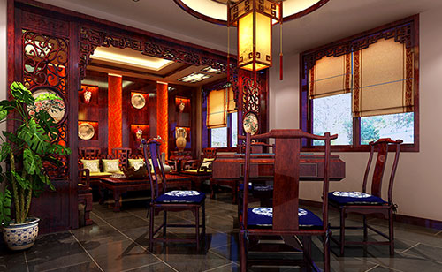 杨浦古典中式风格茶楼包间设计装修效果图