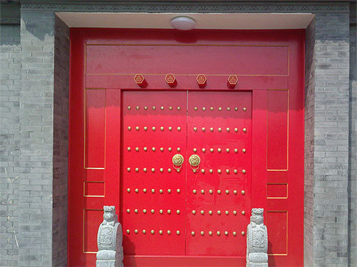 杨浦中国传统四合院系列朱红色中式木制大门木作