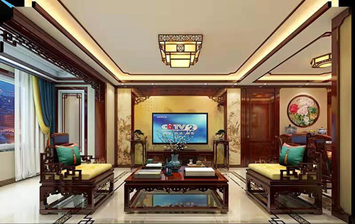 杨浦住宅新中式风格装修，尽显奢华品味